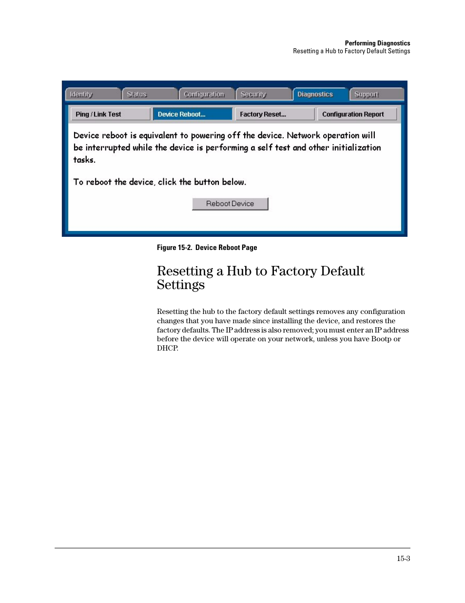 Resetting a hub to factory default settings | HP TopTools for Hubs and Switches User Manual | Page 205 / 234