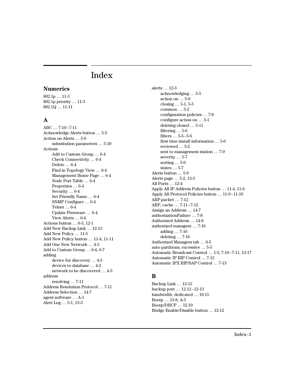 Index | HP TopTools for Hubs and Switches User Manual | Page 227 / 234