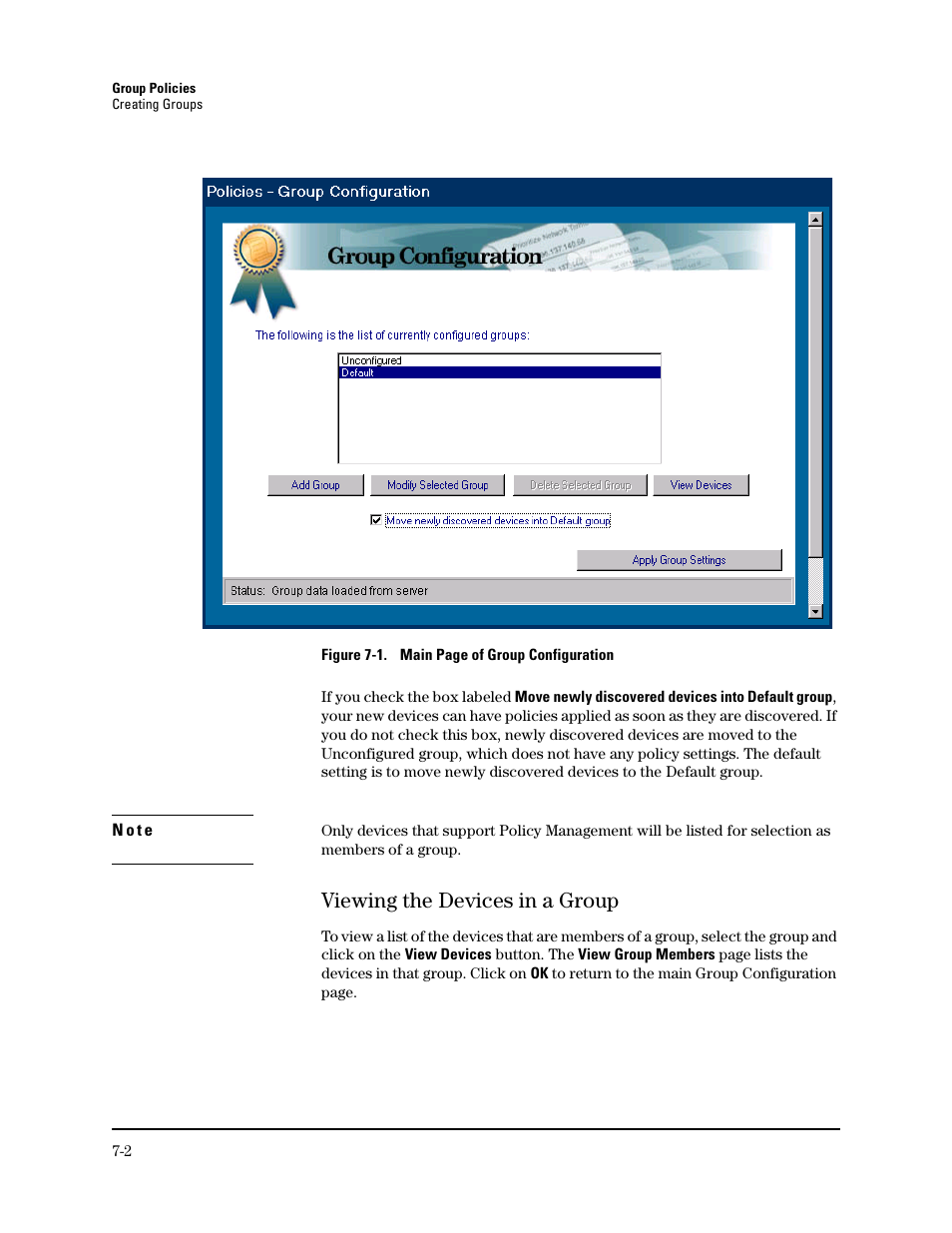 Viewing the devices in a group, Viewing the devices in a group -2 | HP TopTools for Hubs and Switches User Manual | Page 64 / 234