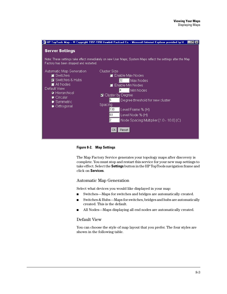 Automatic map generation, Default view | HP TopTools for Hubs and Switches User Manual | Page 81 / 234