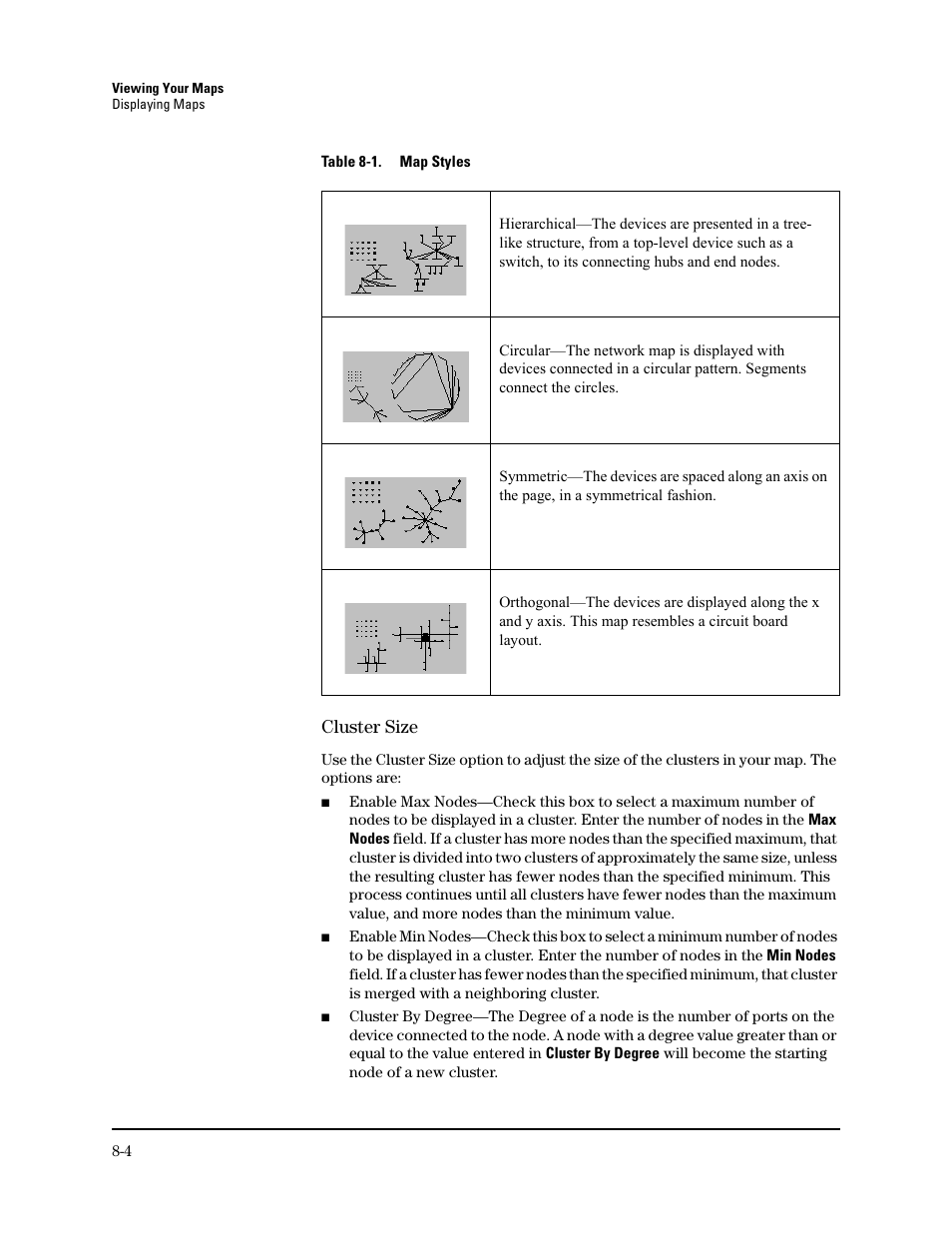 Cluster size | HP TopTools for Hubs and Switches User Manual | Page 82 / 234