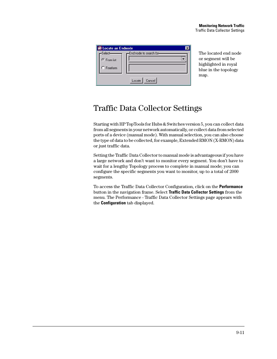 Traffic data collector settings, The traffic data collector | HP TopTools for Hubs and Switches User Manual | Page 99 / 234