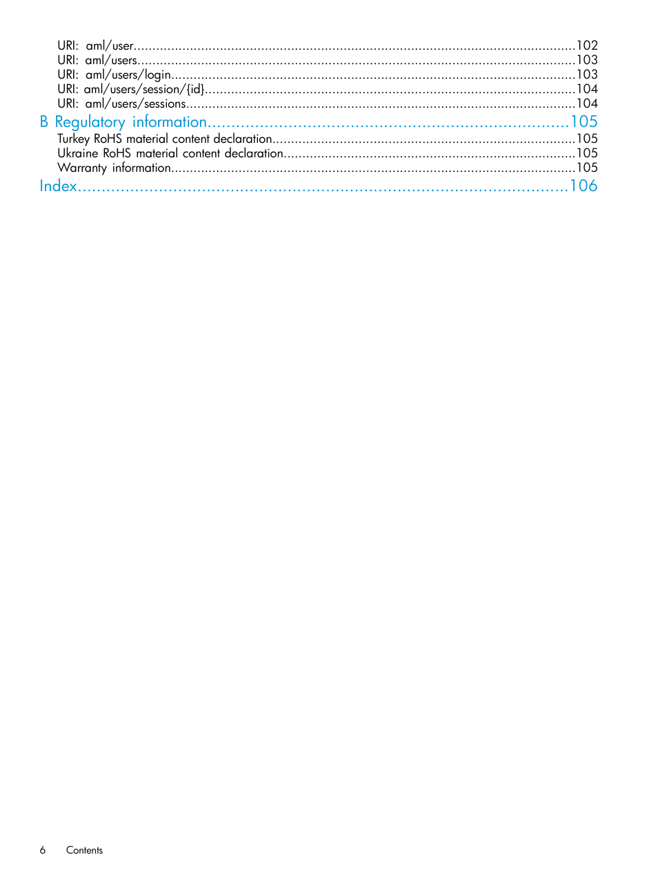 B regulatory information, Index | HP StoreEver ESL G3 Tape Libraries User Manual | Page 6 / 107