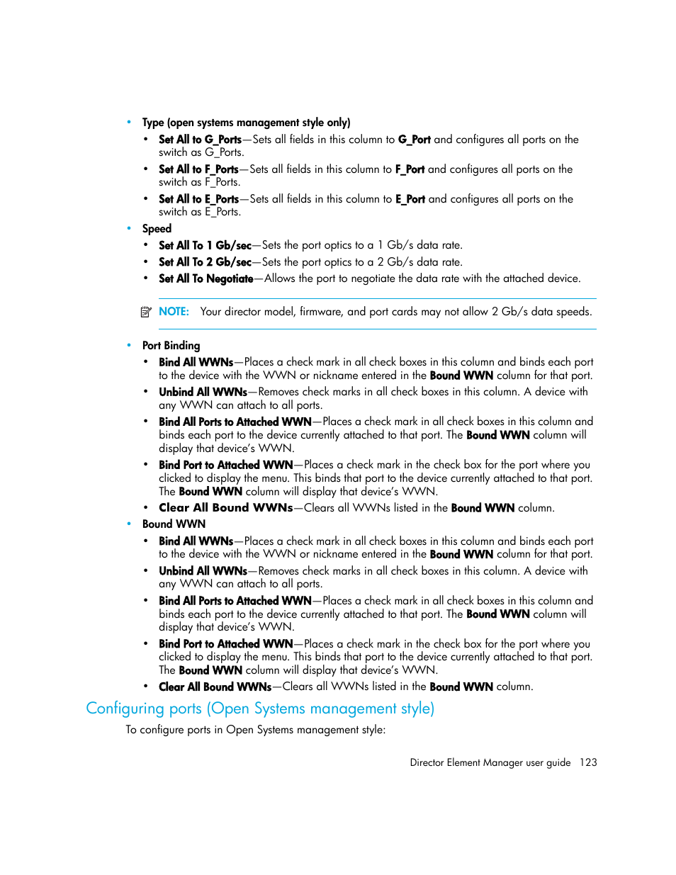 Configuring ports (open systems management style) | HP StorageWorks 2.140 Director Switch User Manual | Page 123 / 246