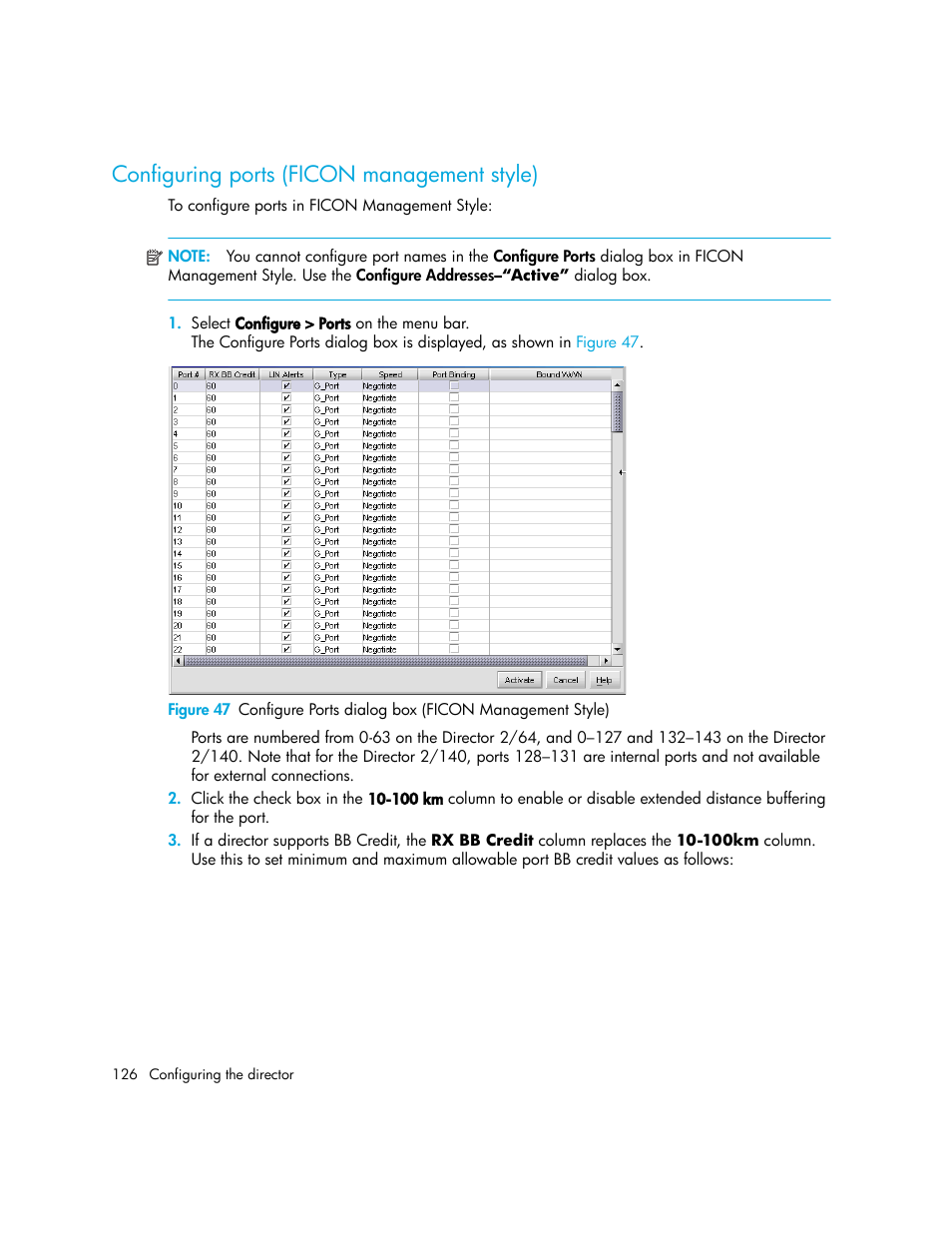 Configuring ports (ficon management style) | HP StorageWorks 2.140 Director Switch User Manual | Page 126 / 246