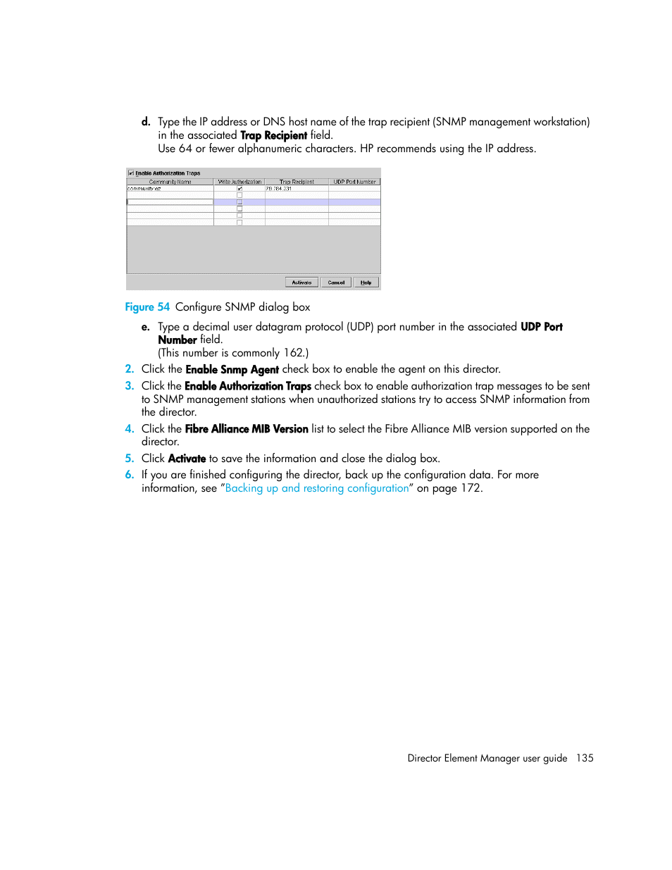 Figure 54 configure snmp dialog box, 54 configure snmp dialog box | HP StorageWorks 2.140 Director Switch User Manual | Page 135 / 246