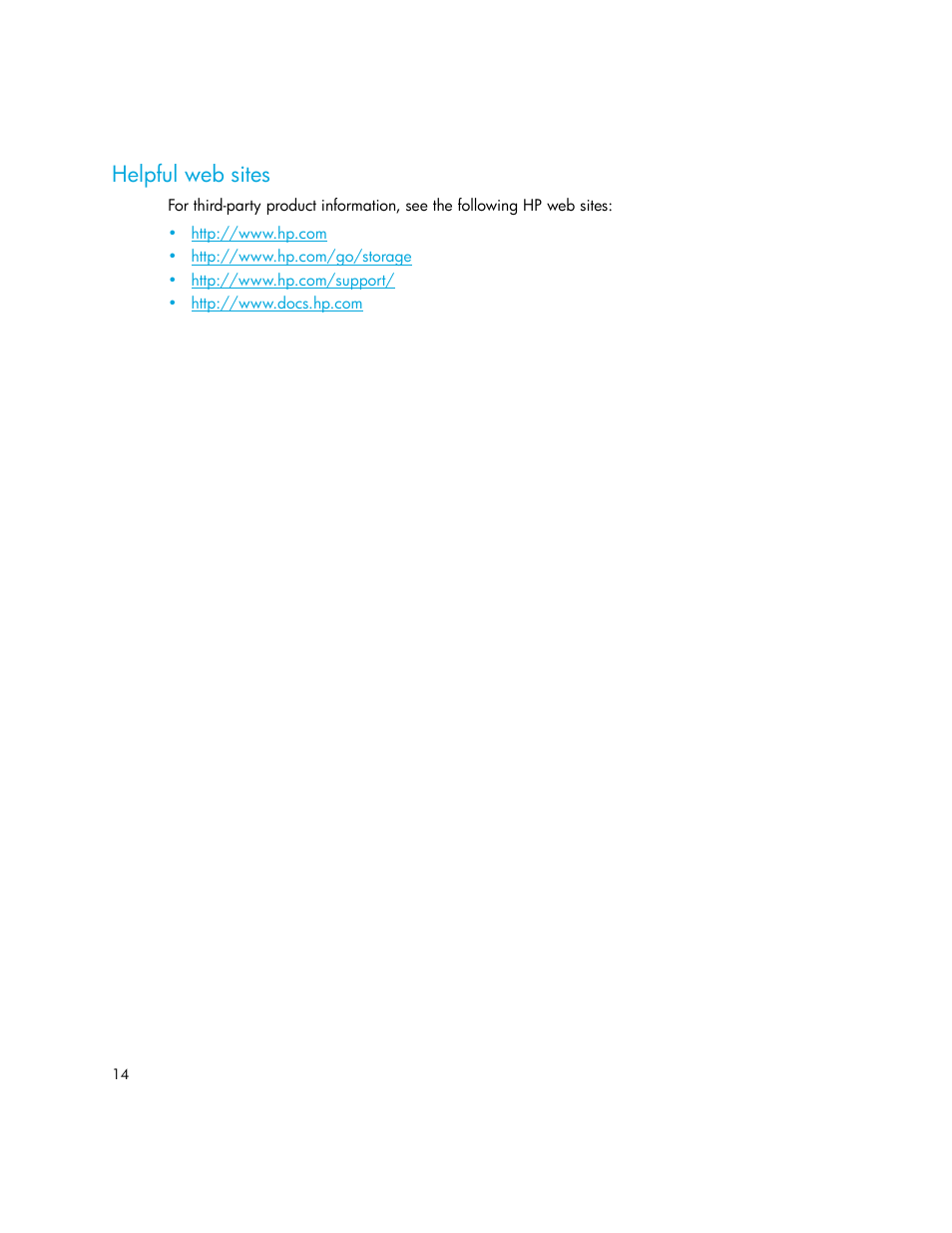 Helpful web sites | HP StorageWorks 2.140 Director Switch User Manual | Page 14 / 246