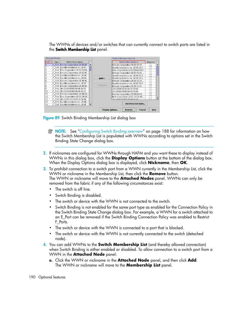 89 switch binding membership list dialog box, Figure 89 | HP StorageWorks 2.140 Director Switch User Manual | Page 190 / 246