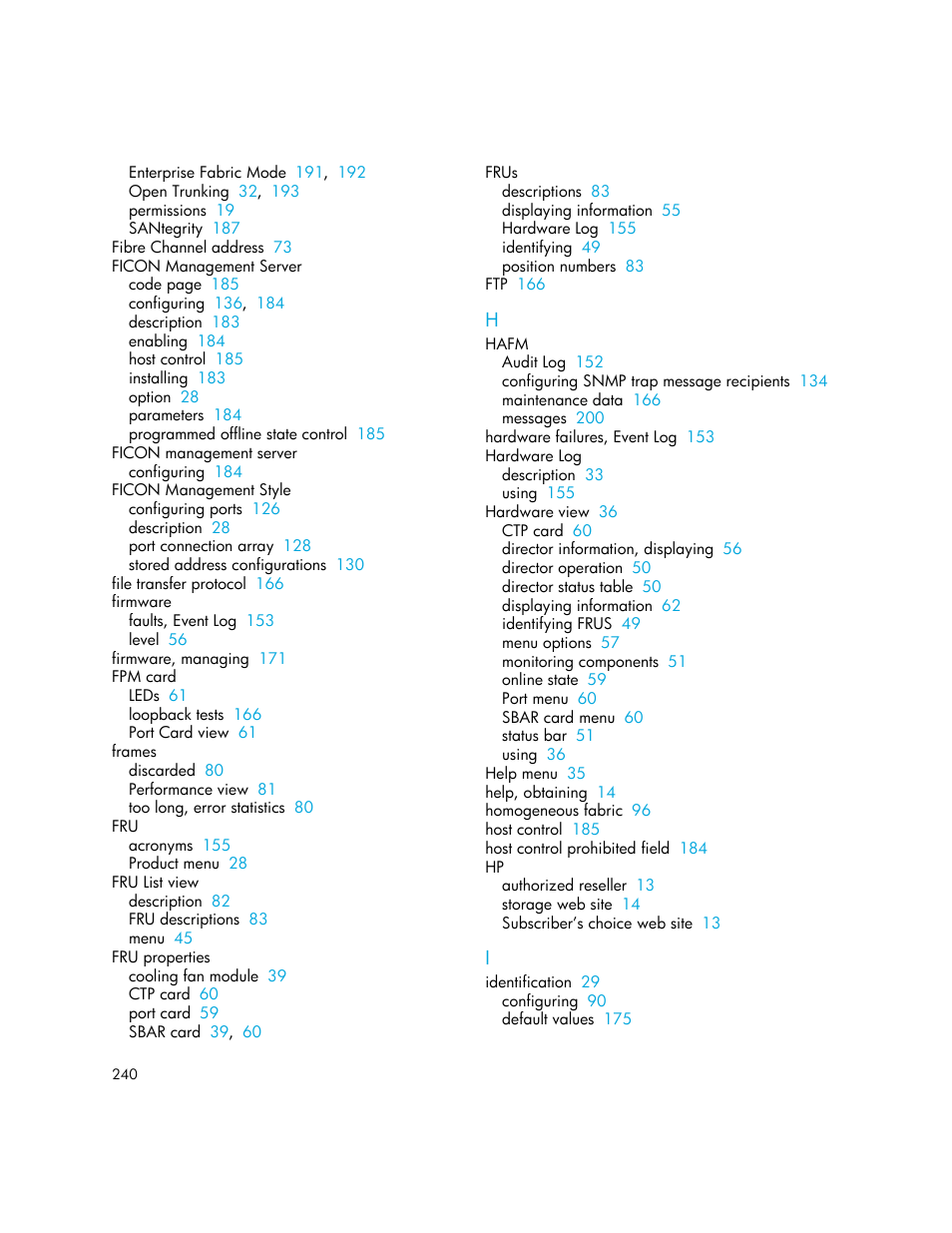 HP StorageWorks 2.140 Director Switch User Manual | Page 240 / 246