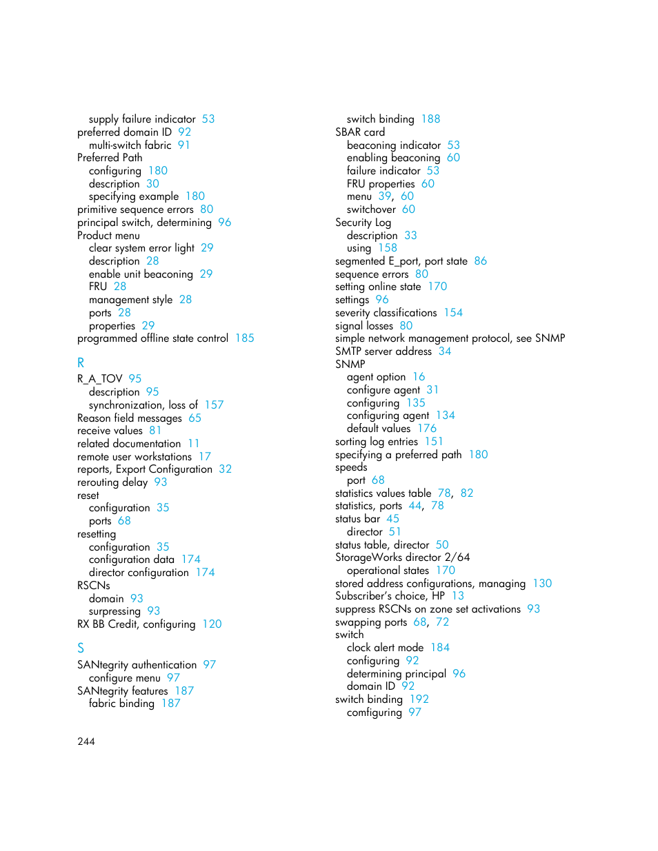HP StorageWorks 2.140 Director Switch User Manual | Page 244 / 246