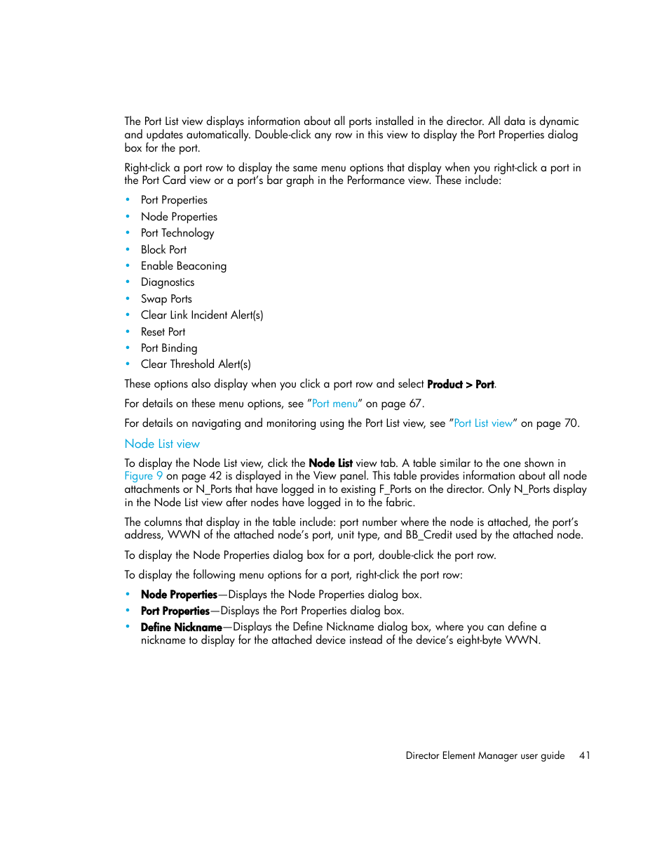 Node list view | HP StorageWorks 2.140 Director Switch User Manual | Page 41 / 246