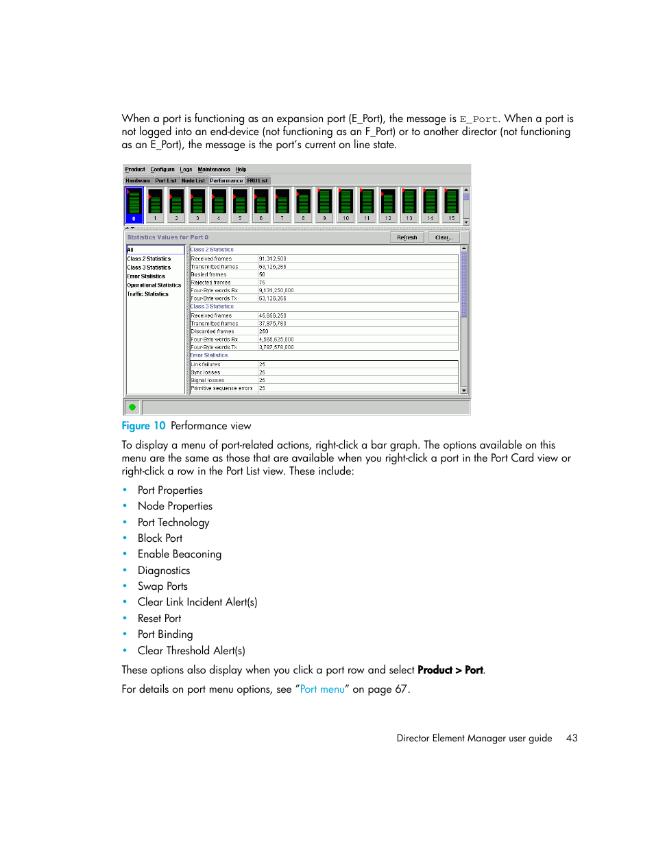 Figure 10 performance view, 10 performance view, Figure 10 | HP StorageWorks 2.140 Director Switch User Manual | Page 43 / 246