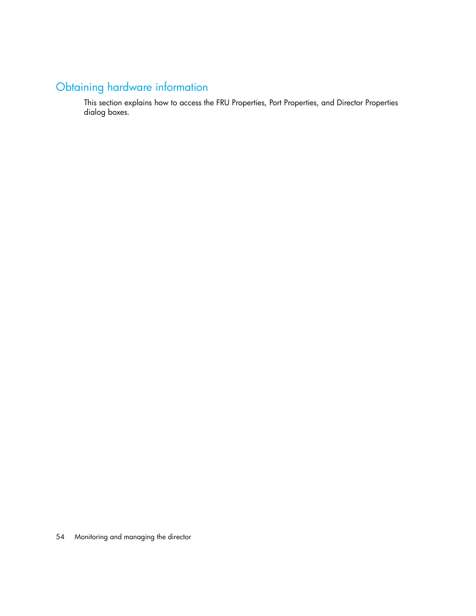 Obtaining hardware information | HP StorageWorks 2.140 Director Switch User Manual | Page 54 / 246