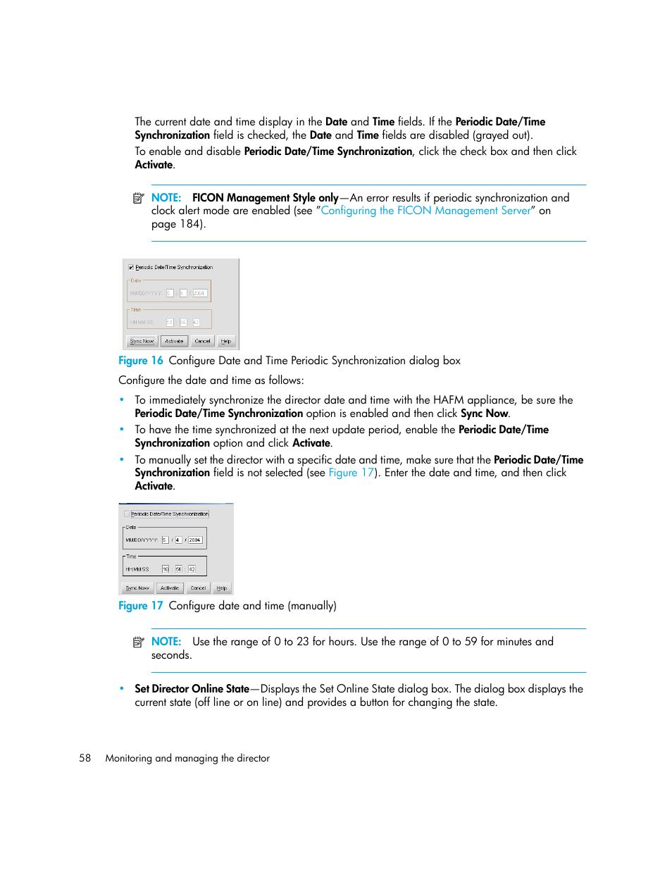 Figure 17 configure date and time (manually), 17 configure date and time (manually), Figure 16 | HP StorageWorks 2.140 Director Switch User Manual | Page 58 / 246