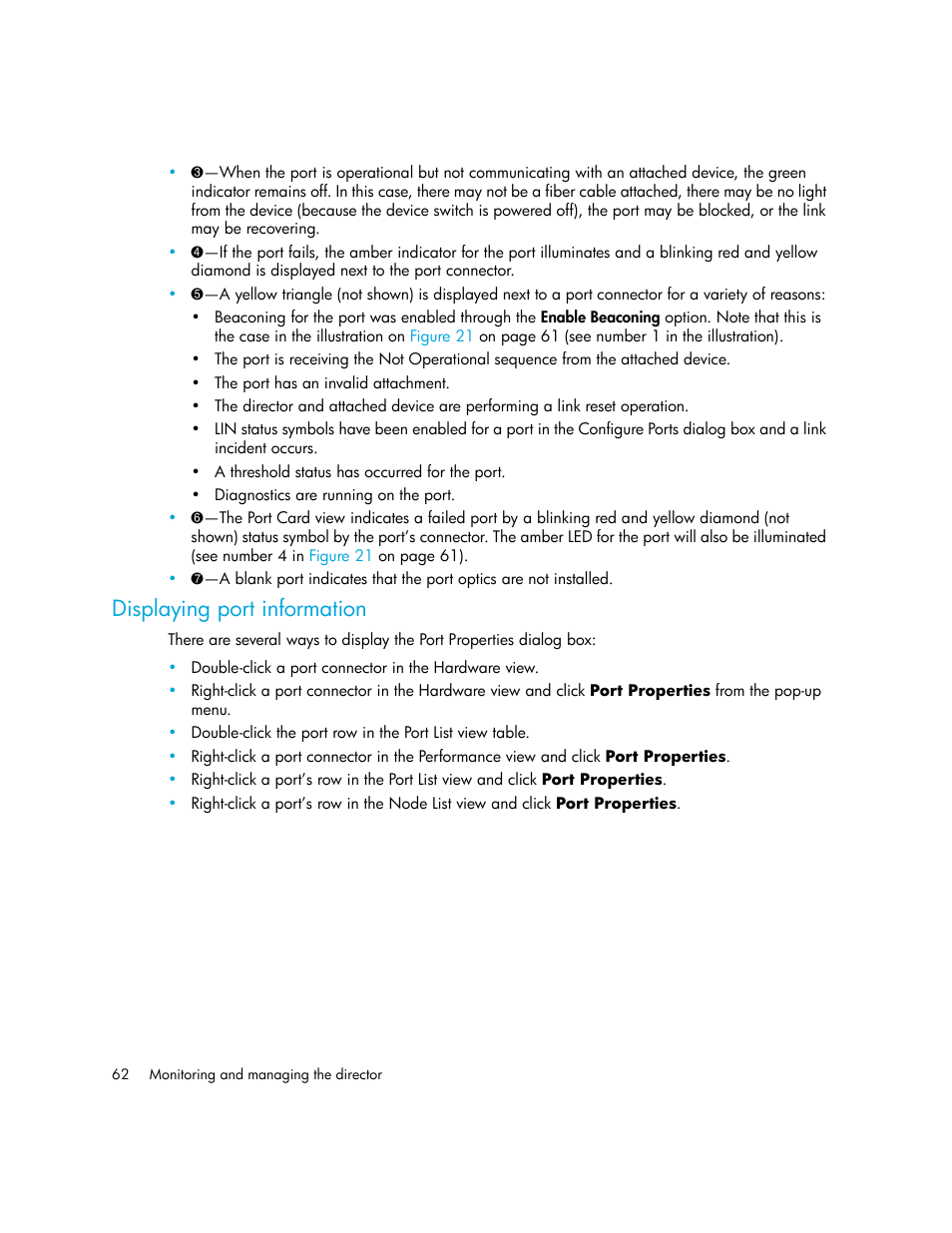 Displaying port information | HP StorageWorks 2.140 Director Switch User Manual | Page 62 / 246