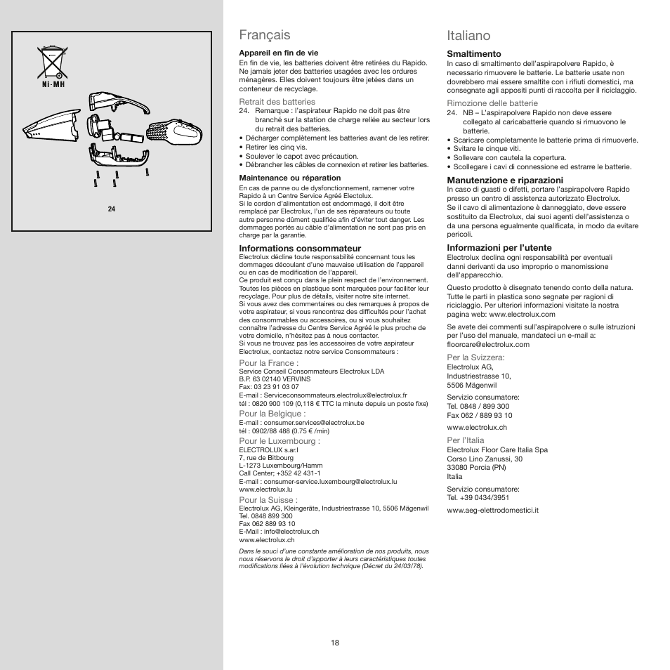 Français, Italiano | AEG AG4112 User Manual | Page 18 / 23