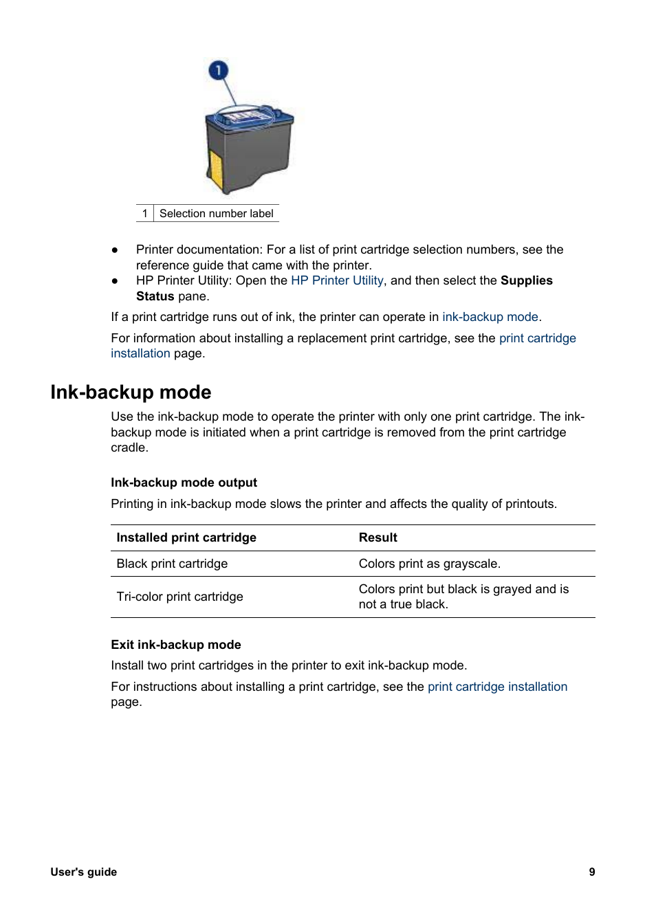 Ink-backup mode | HP Deskjet 3930 Color Inkjet Printer User Manual | Page 11 / 62