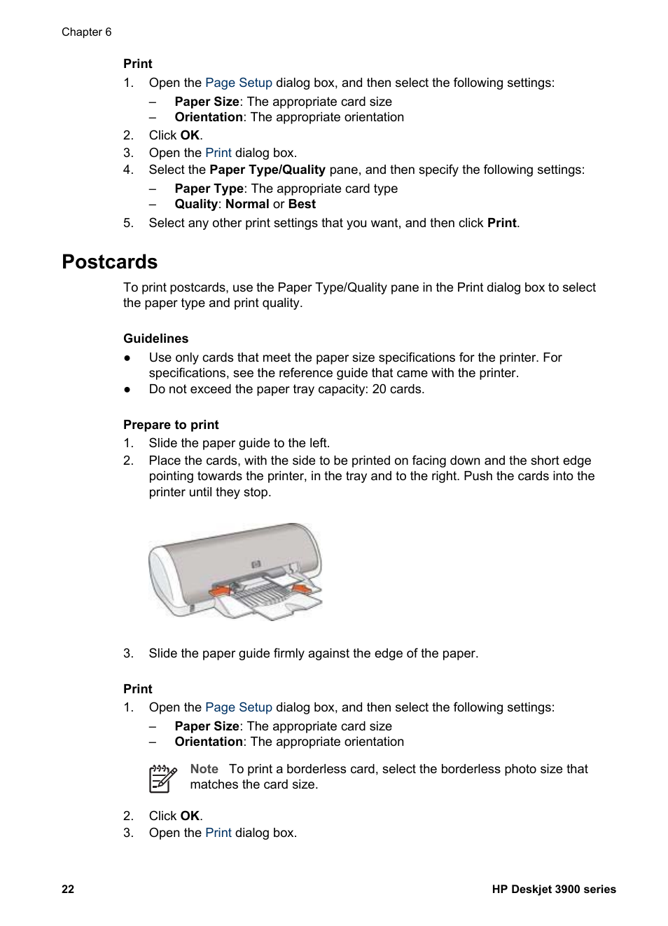 Postcards | HP Deskjet 3930 Color Inkjet Printer User Manual | Page 24 / 62