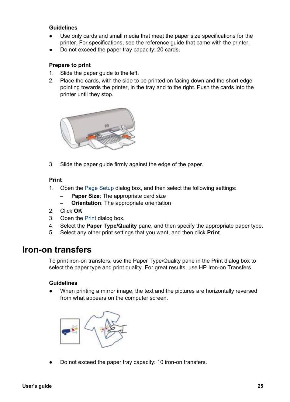 Iron-on transfers | HP Deskjet 3930 Color Inkjet Printer User Manual | Page 27 / 62