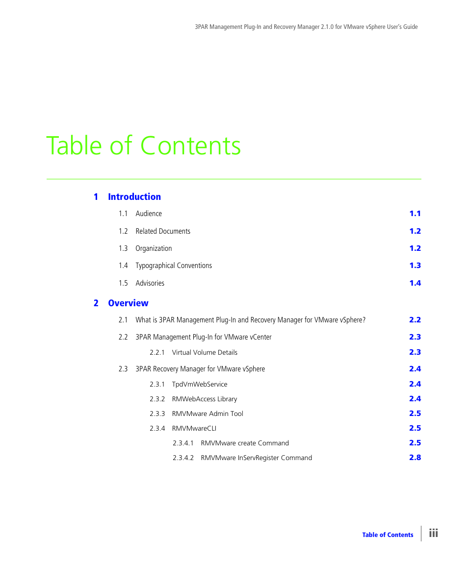 HP 3PAR Application Software Suite for VMware User Manual | Page 3 / 120