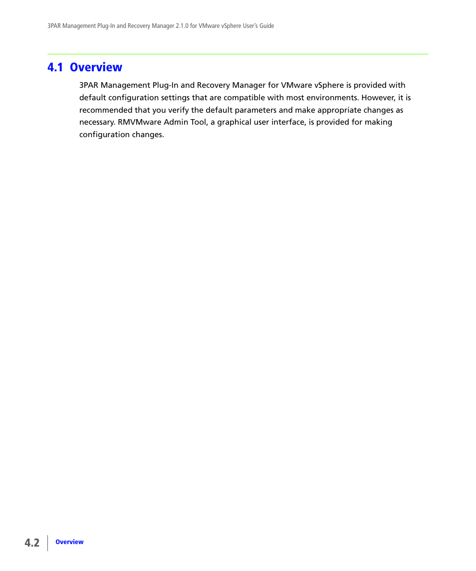 1 overview, Overview | HP 3PAR Application Software Suite for VMware User Manual | Page 50 / 120