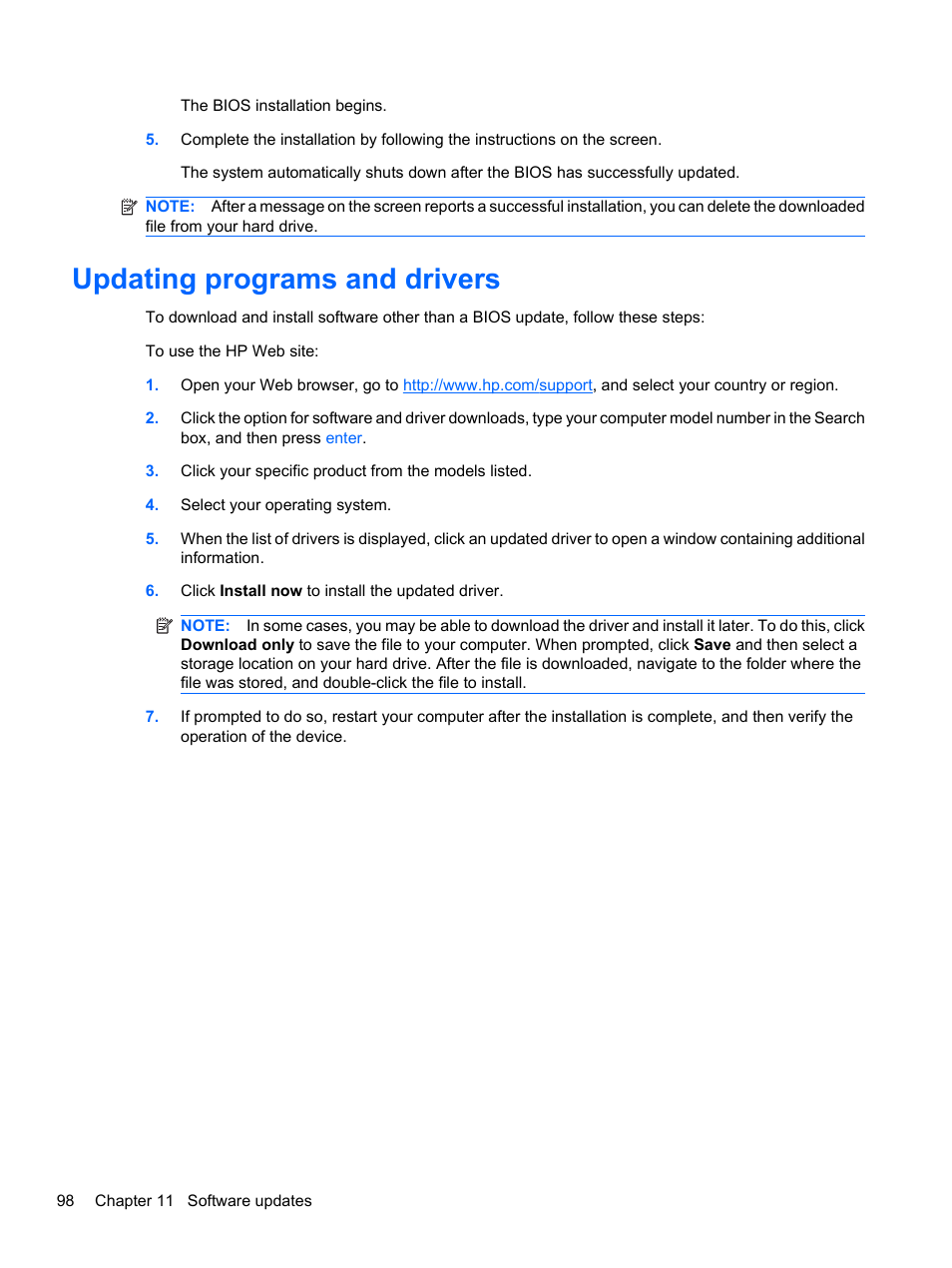 Updating programs and drivers | HP Compaq Presario CQ42-210AU Notebook PC User Manual | Page 108 / 119