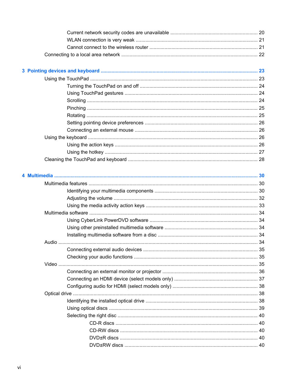 HP Compaq Presario CQ42-210AU Notebook PC User Manual | Page 6 / 119