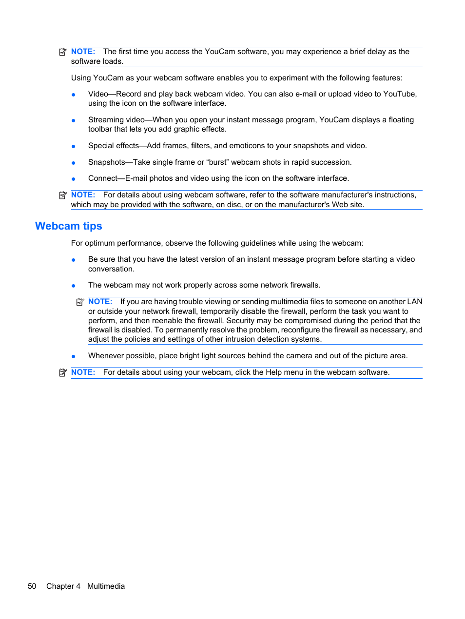 Webcam tips | HP Compaq Presario CQ42-210AU Notebook PC User Manual | Page 60 / 119