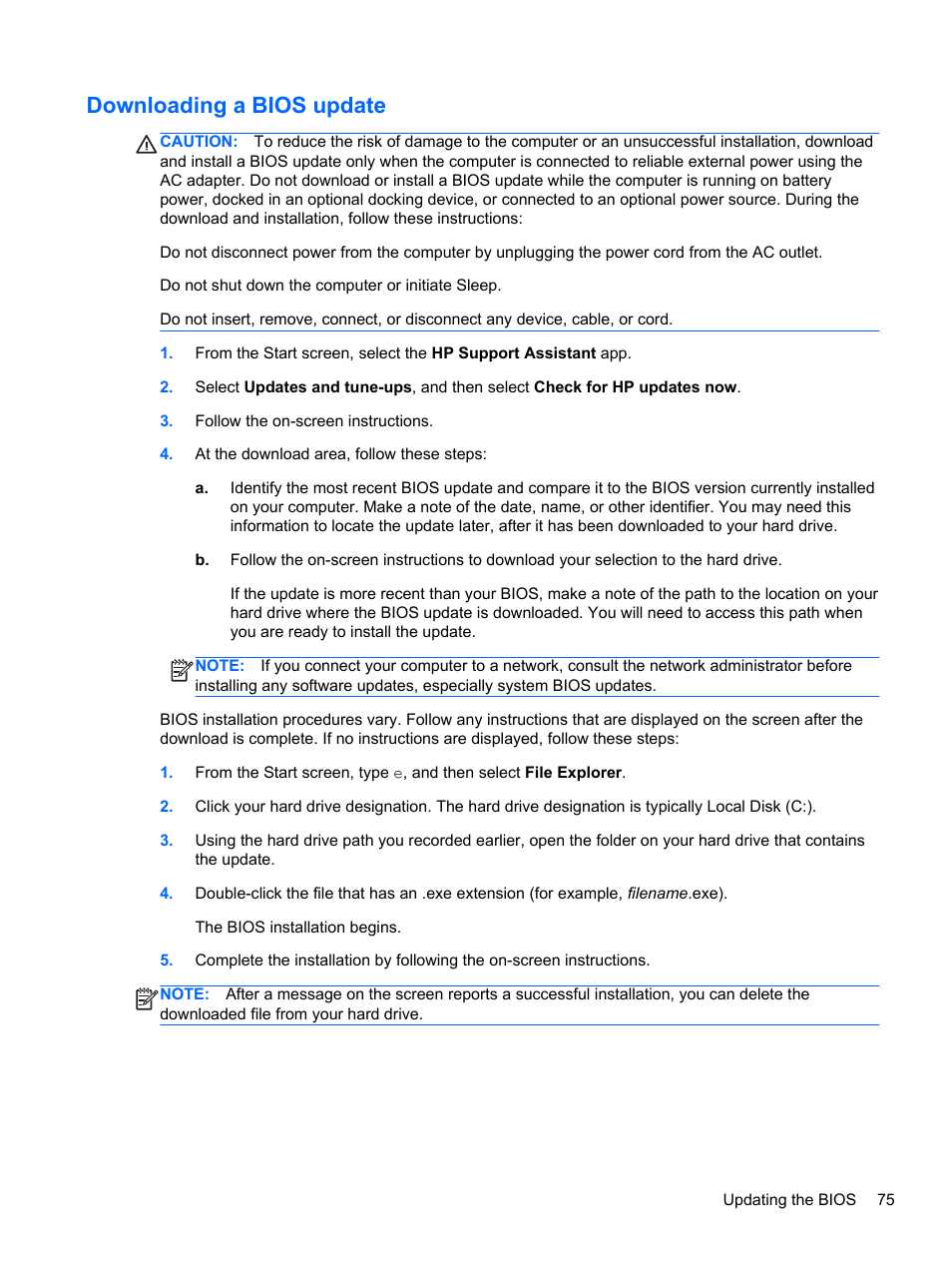 Downloading a bios update | HP ENVY dv6-7273ca Notebook PC User Manual | Page 85 / 101