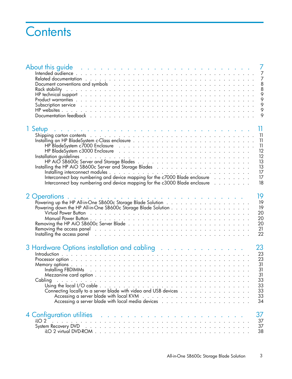 HP StorageWorks All-in-One SB600c Storage Blade User Manual | Page 3 / 60