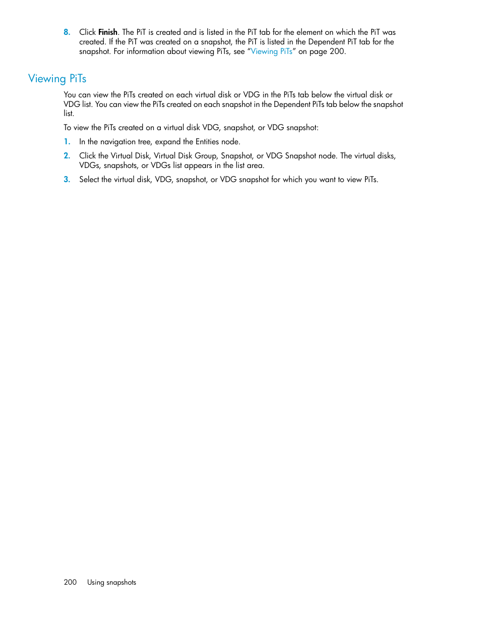 Viewing pits | HP SAN Virtualization Services Platform User Manual | Page 200 / 398