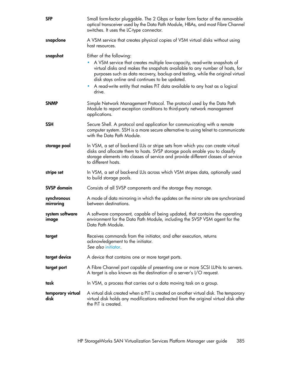 HP SAN Virtualization Services Platform User Manual | Page 385 / 398