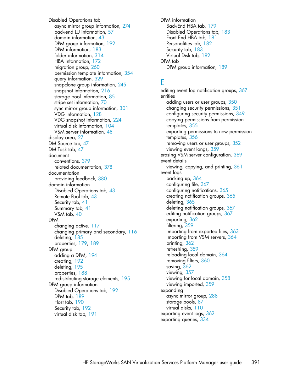 HP SAN Virtualization Services Platform User Manual | Page 391 / 398