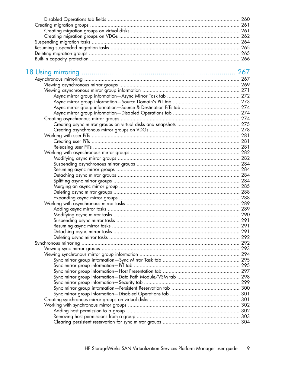 18 using mirroring | HP SAN Virtualization Services Platform User Manual | Page 9 / 398