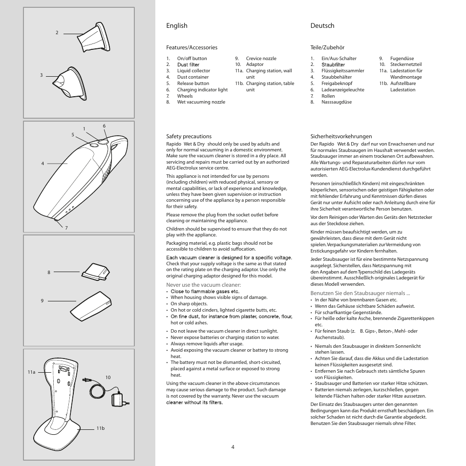 English, Deutsch | AEG AG4104WD User Manual | Page 4 / 23
