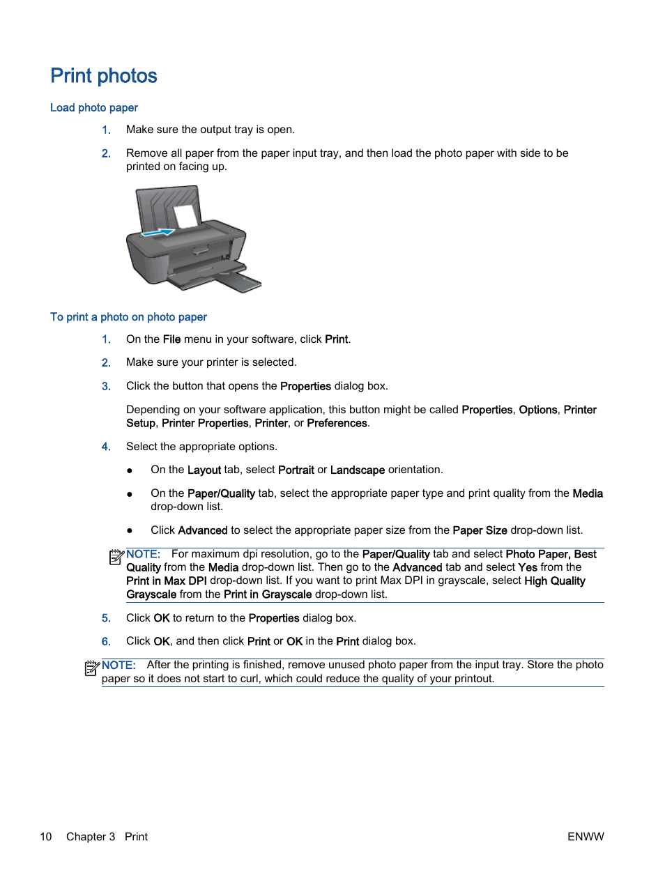 Print photos | HP Deskjet 1012 Printer User Manual | Page 14 / 78