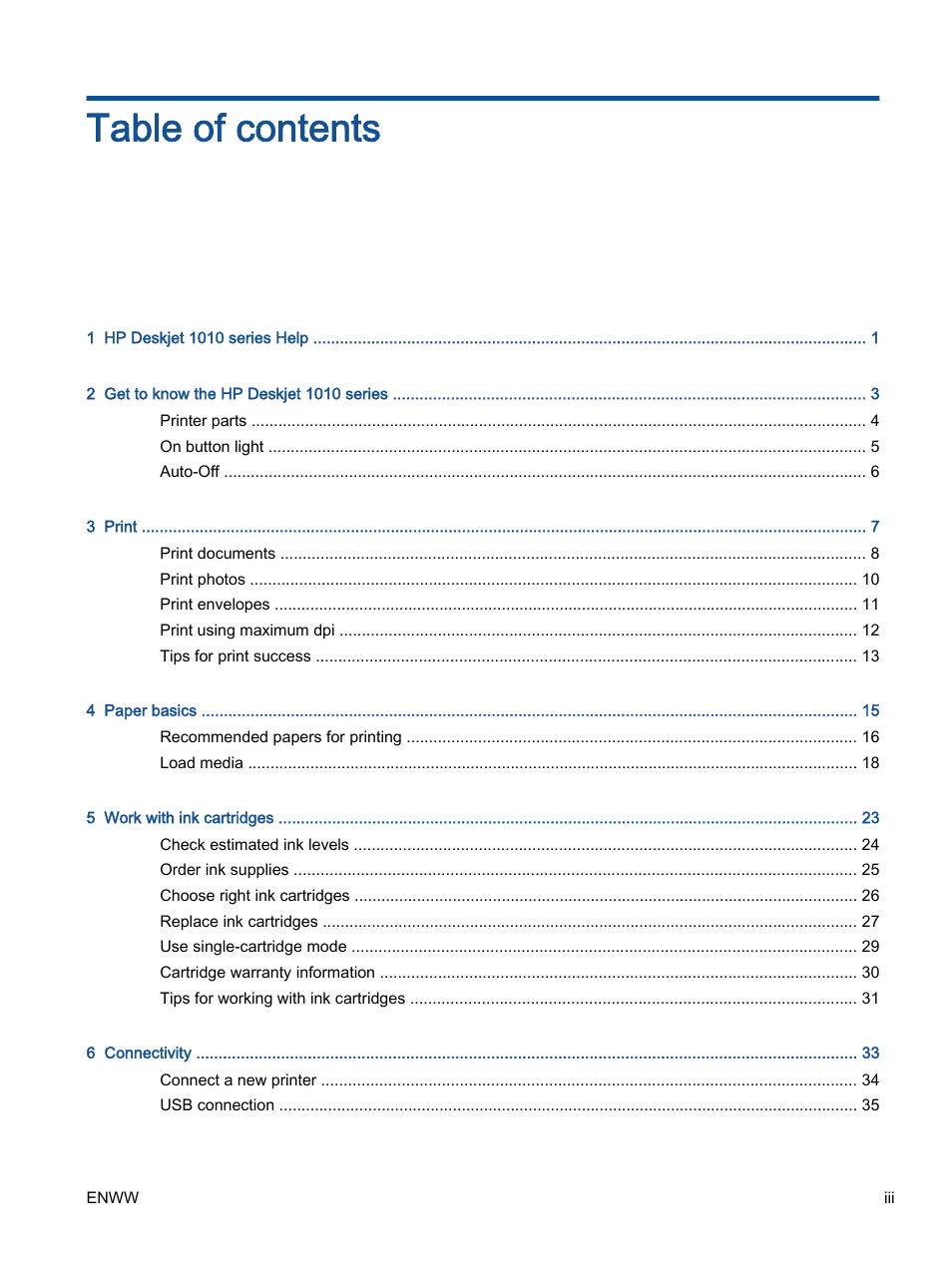 HP Deskjet 1012 Printer User Manual | Page 3 / 78