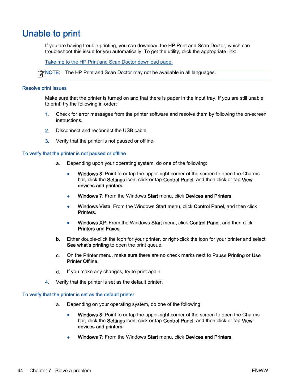 Unable to print | HP Deskjet 1012 Printer User Manual | Page 48 / 78