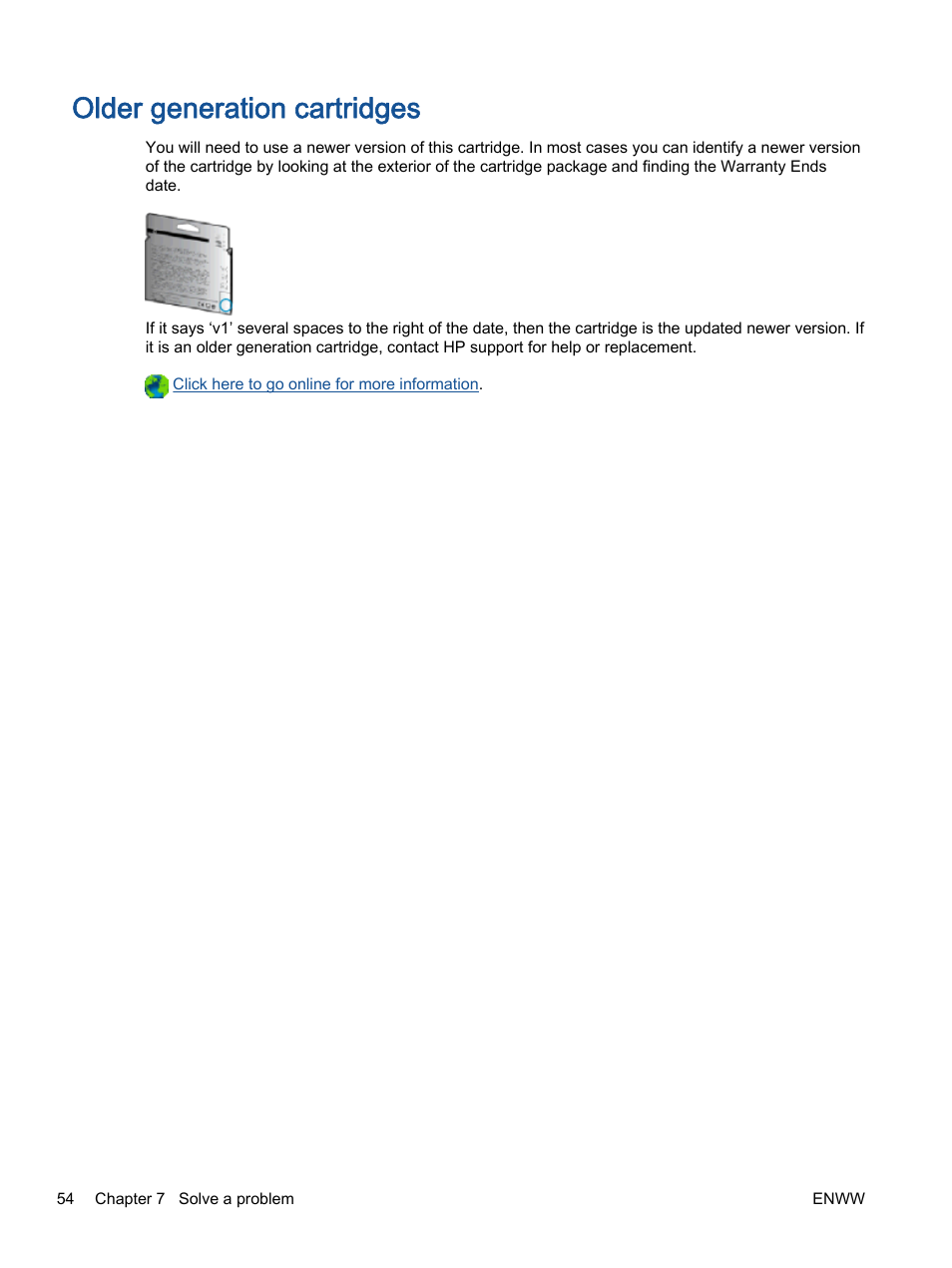 Older generation cartridges | HP Deskjet 1012 Printer User Manual | Page 58 / 78
