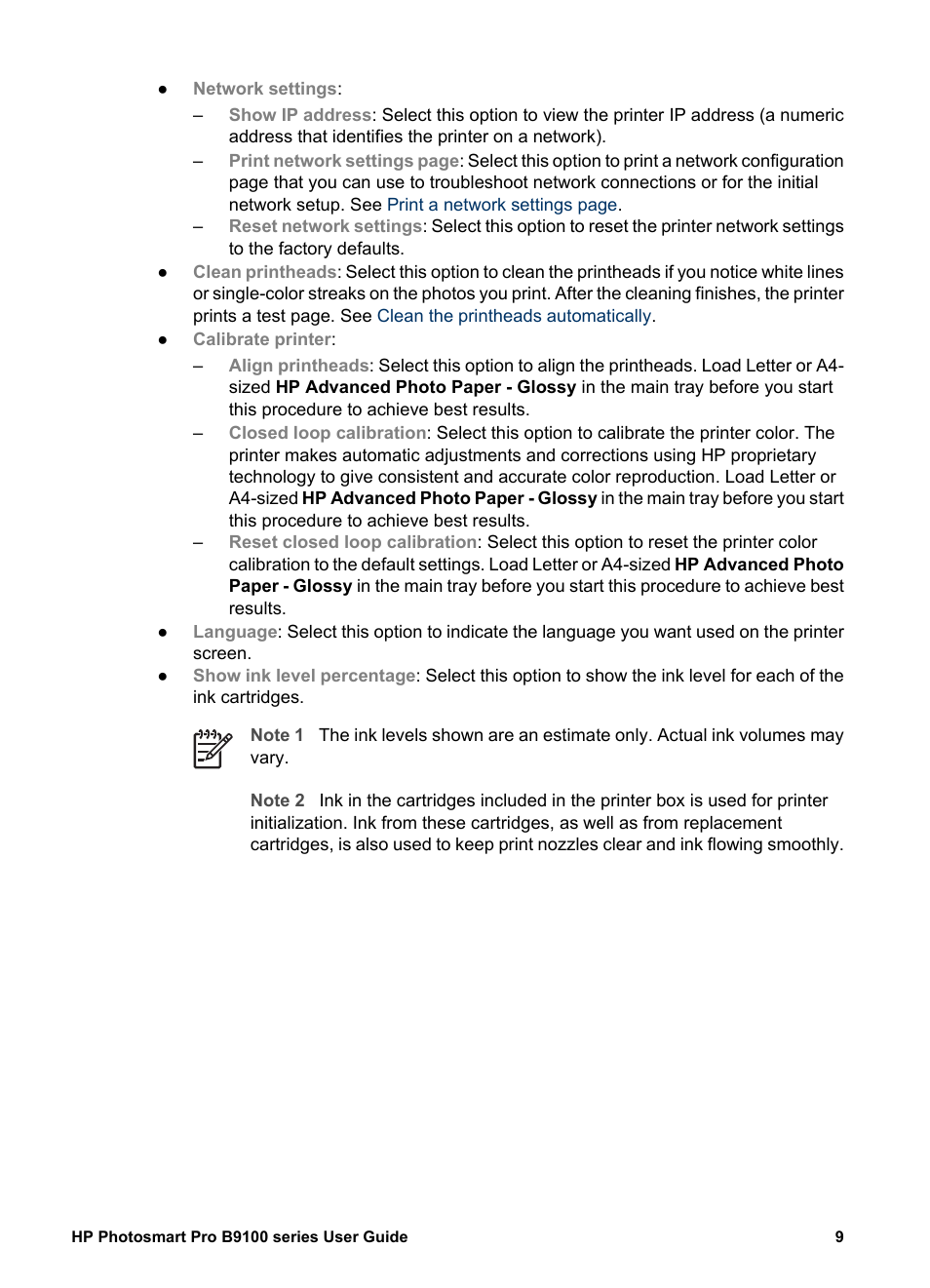 HP Photosmart Pro B9180 Photo Printer User Manual | Page 12 / 75