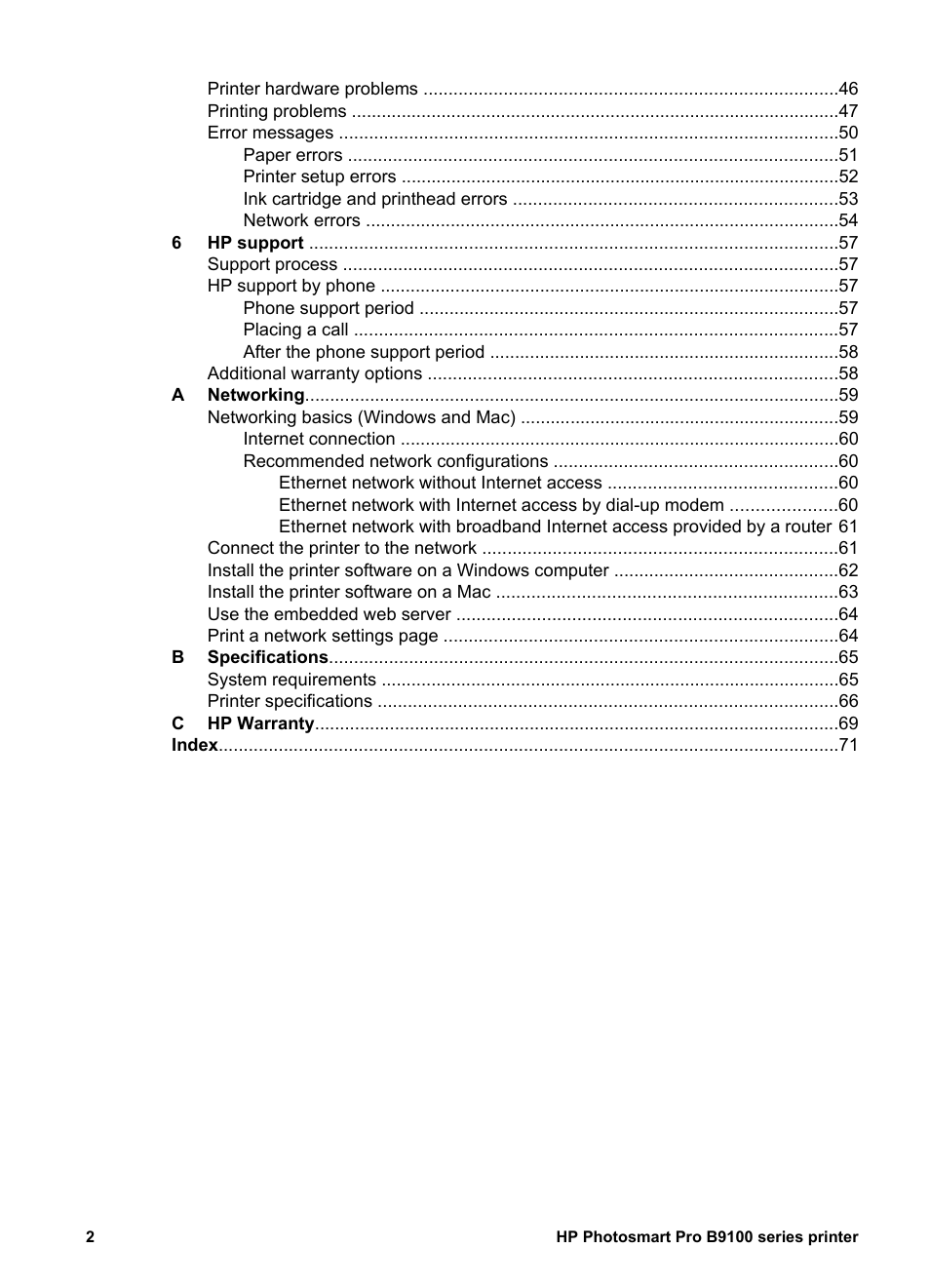 HP Photosmart Pro B9180 Photo Printer User Manual | Page 5 / 75