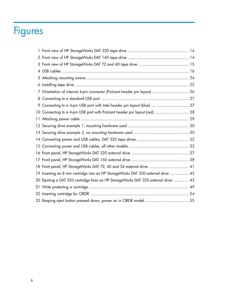 Figures | HP StoreEver DAT Tape Drives User Manual | Page 6 / 74