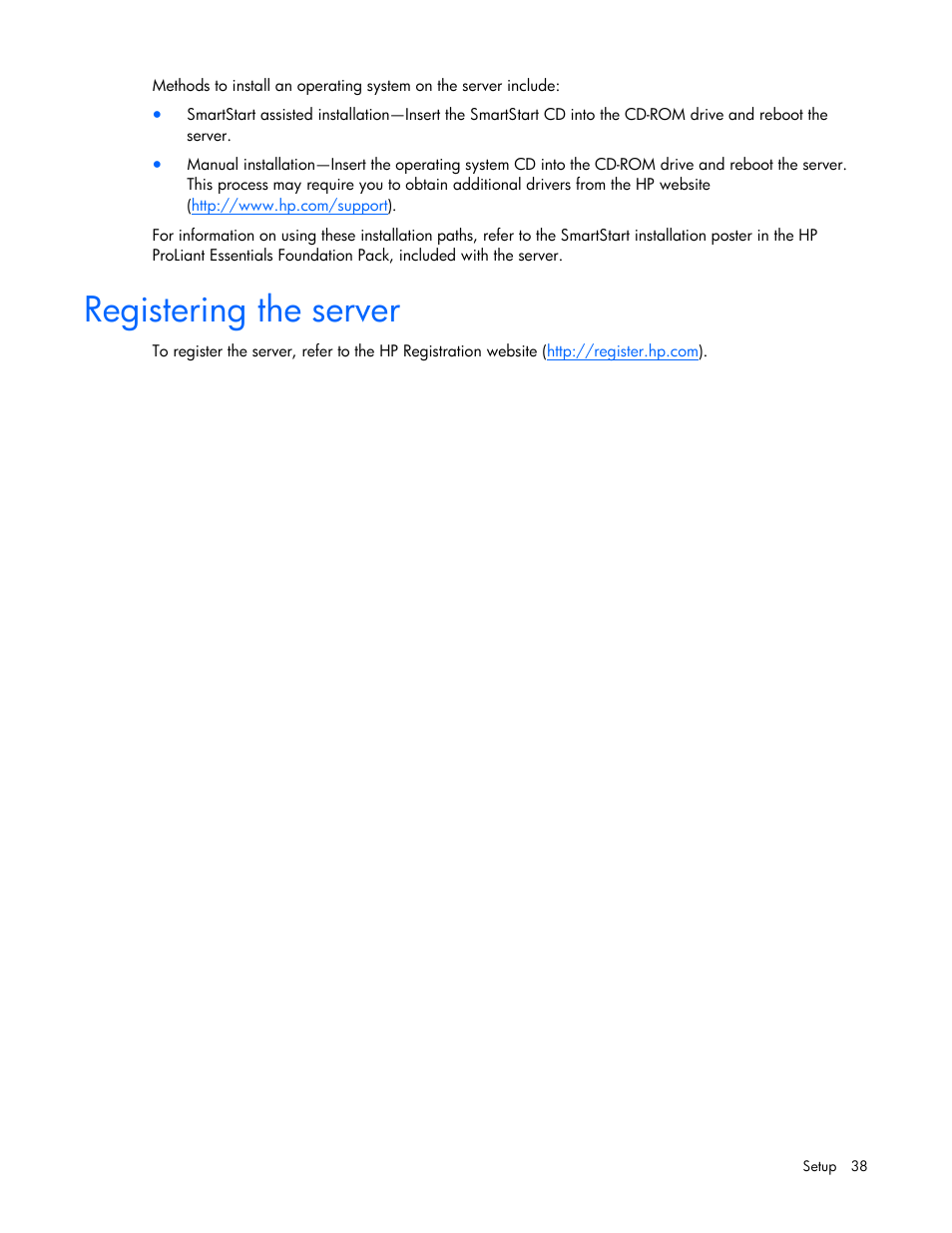 Registering the server | HP ProLiant DL385 G2 Server User Manual | Page 38 / 115