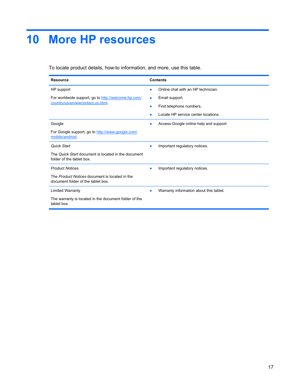 More hp resources, 10 more hp resources | HP 8 1401ee Tablet User Manual | Page 21 / 22