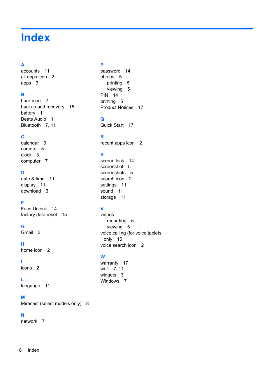 Index | HP 8 1401ee Tablet User Manual | Page 22 / 22