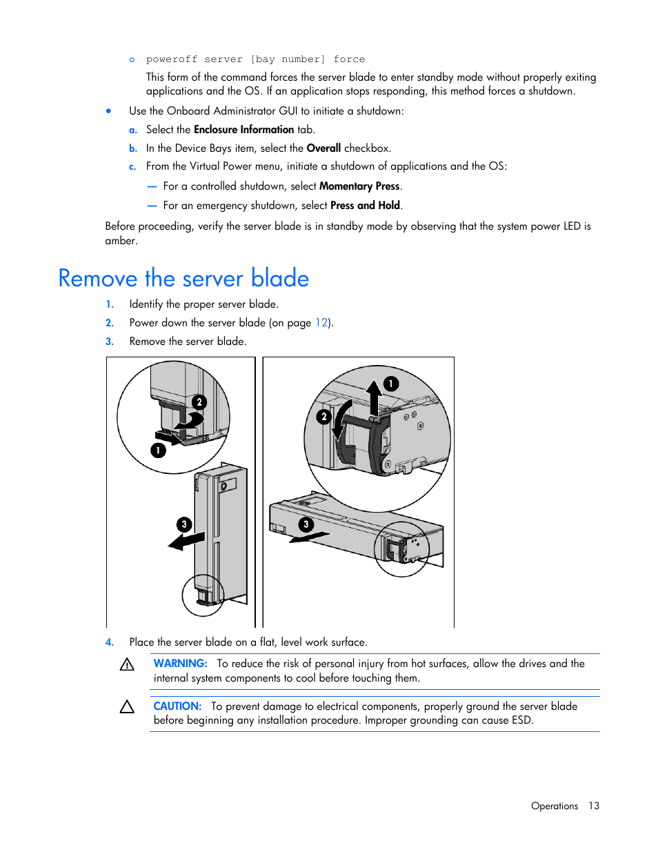 Remove the server blade | HP ProLiant BL660c Gen8 Server Blade User Manual | Page 13 / 82
