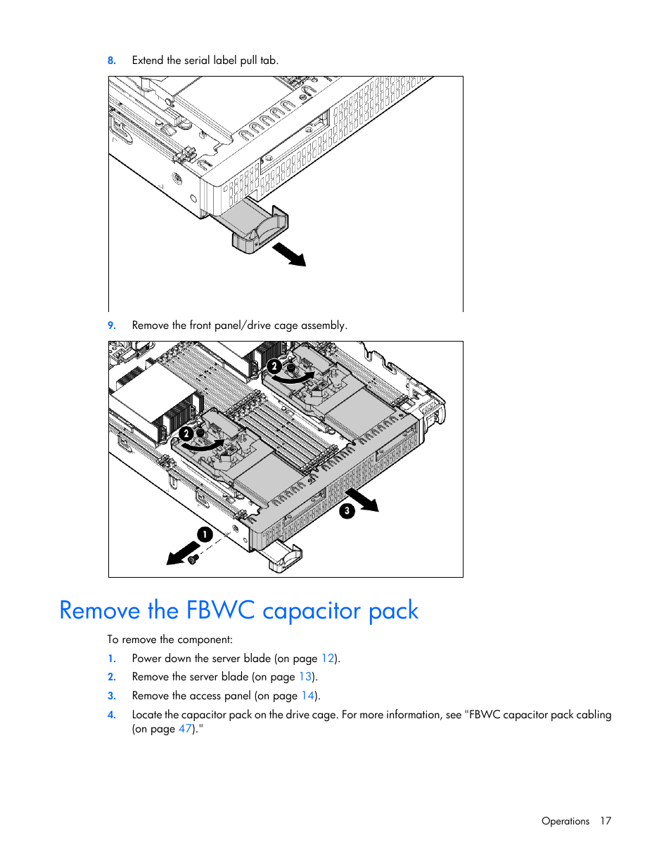 Remove the fbwc capacitor pack | HP ProLiant BL660c Gen8 Server Blade User Manual | Page 17 / 82