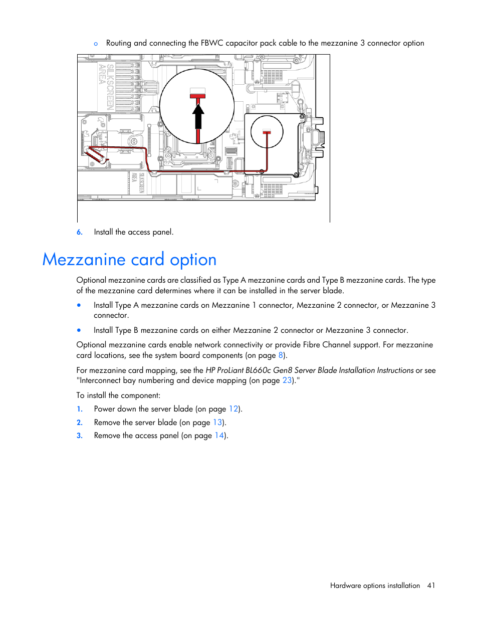 Mezzanine card option | HP ProLiant BL660c Gen8 Server Blade User Manual | Page 41 / 82