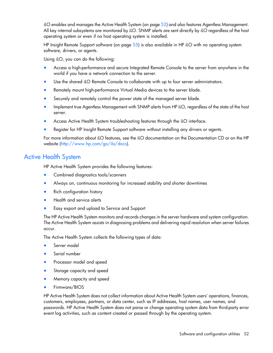 Active health system | HP ProLiant BL660c Gen8 Server Blade User Manual | Page 52 / 82