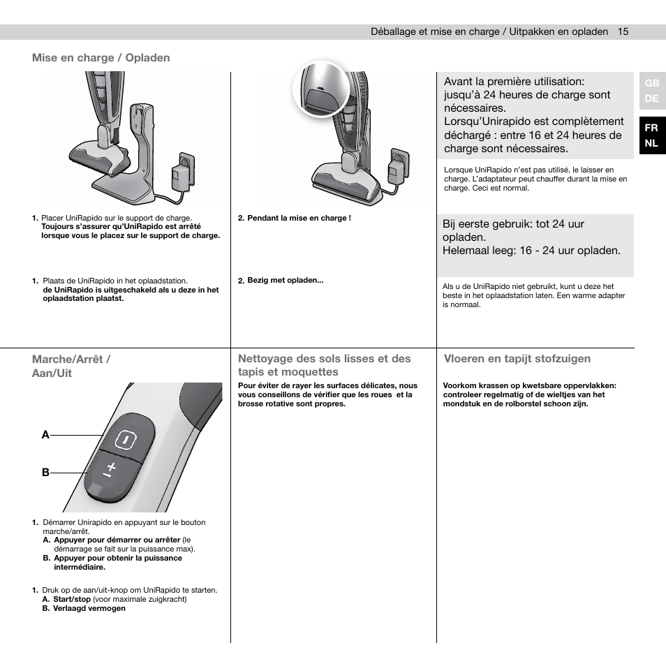 Mise en charge / opladen marche/arrêt / aan/uit | AEG AG803 User Manual | Page 17 / 34